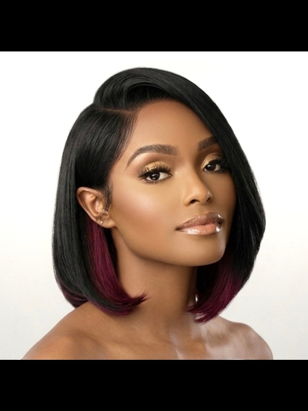 NWT Sensationnel Bare Lace 13x6 Black And Burgundy Bob Wig Unit 3